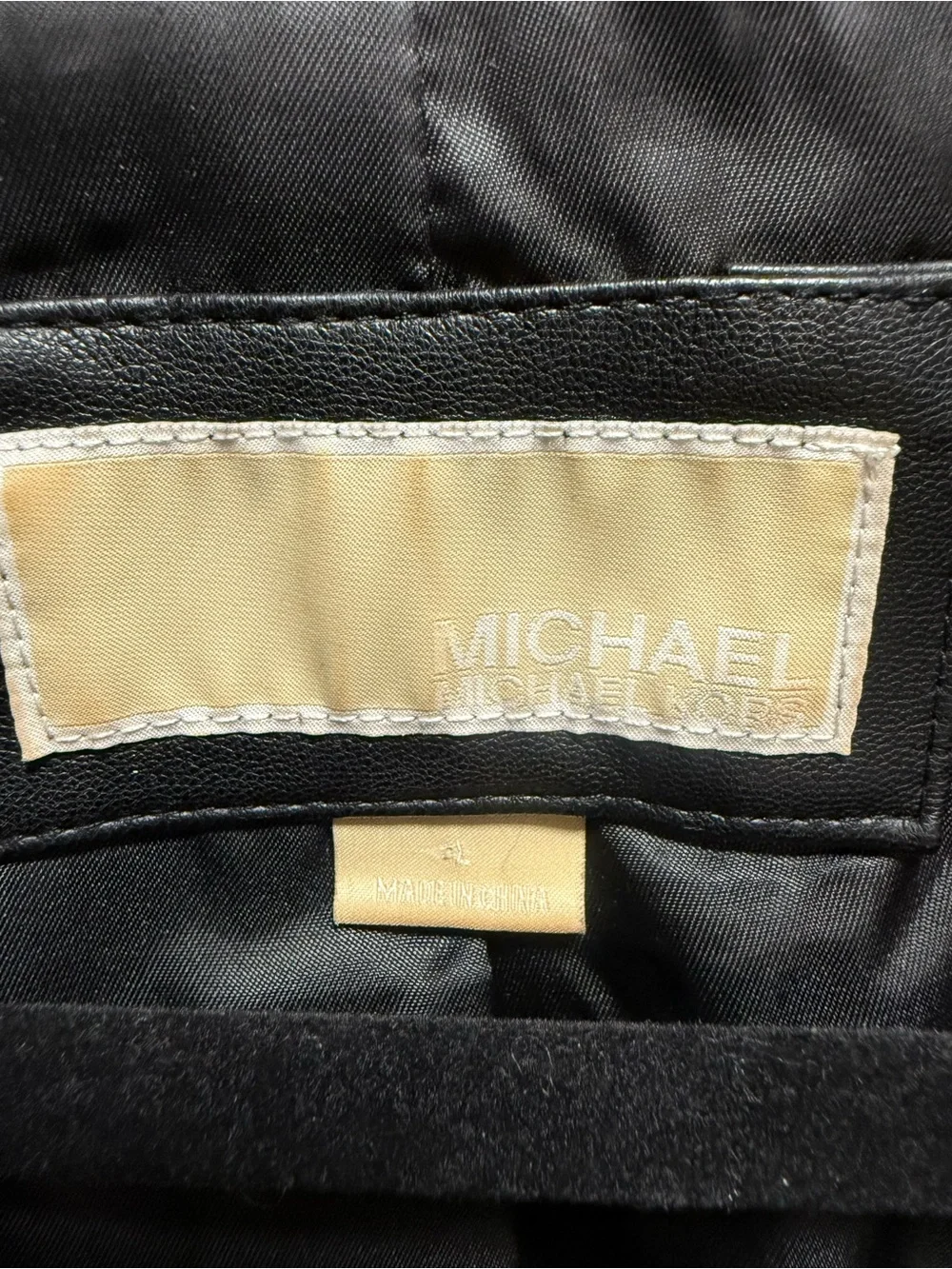 Michael Kors Black Faux Leather Moto Zip Jacket size Large